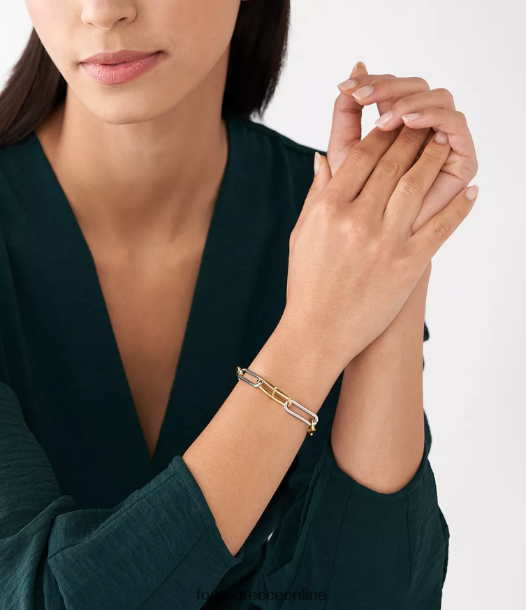 Fossil γυναίκες Heritage d-link αλυσίδα βραχιόλι από ανοξείδωτο ατσάλι FVT06R975 κοσμήματα διχρωμία