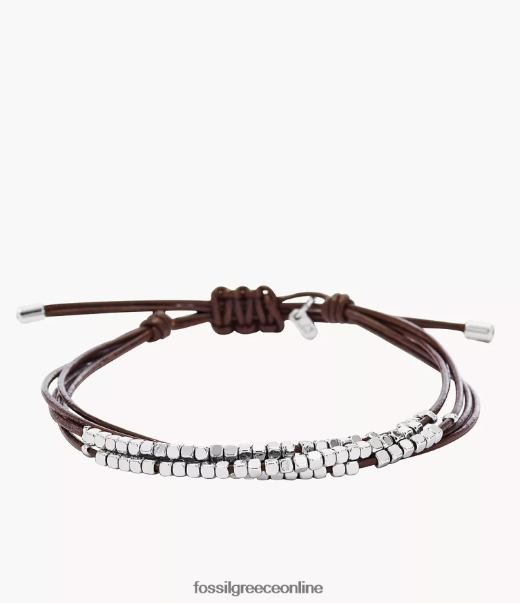 Fossil γυναίκες Sadie κομψό βραχιόλι rondelle slider FVT06R988 κοσμήματα καφέ/ασημί