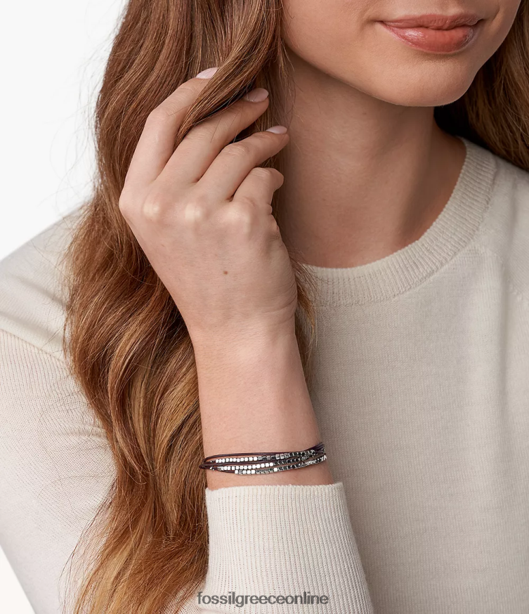 Fossil γυναίκες Sadie κομψό βραχιόλι rondelle slider FVT06R988 κοσμήματα καφέ/ασημί