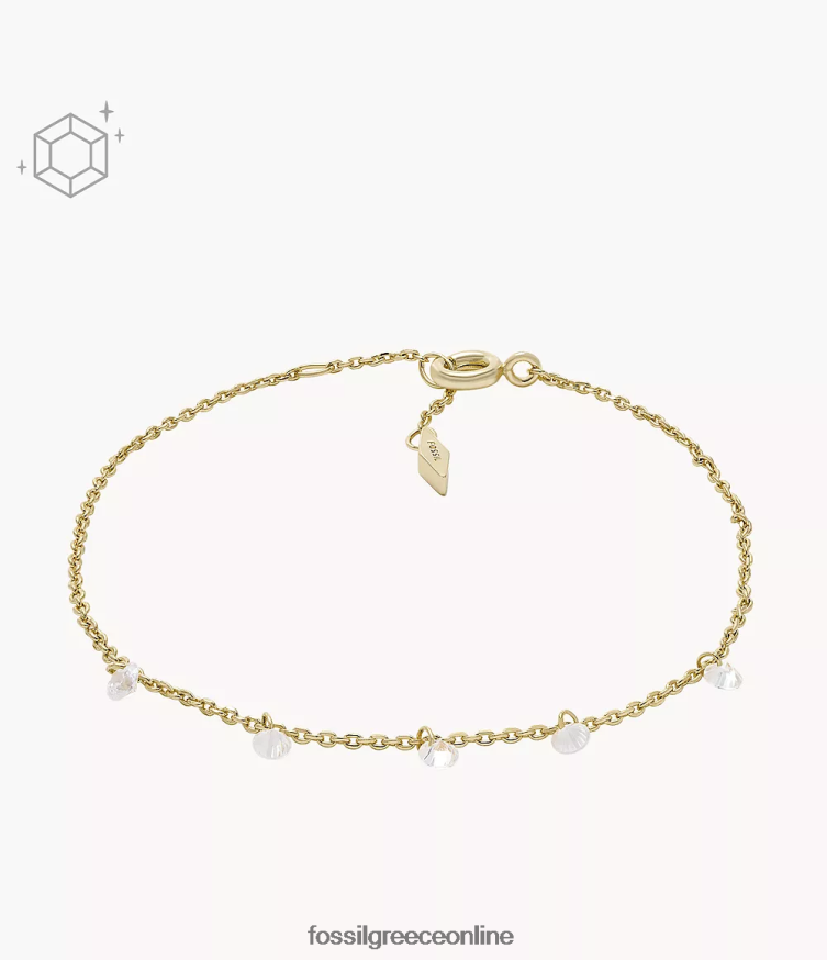Fossil γυναίκες Sadie shine λαμπερό βραχιόλι από ορείχαλκο και ανοξείδωτο ατσάλι με επιμετάλλωση 14 καρατίων FVT06R996 κοσμήματα χρυσός