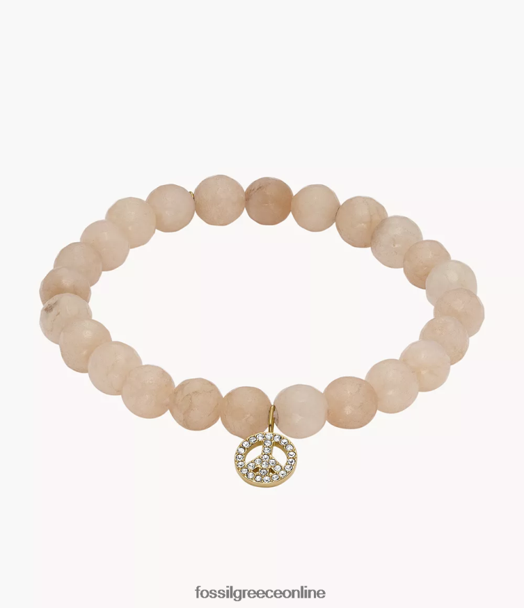 Fossil γυναίκες Sutton μοντέρνο & μαγικό βραχιόλι με χάντρες από νεφρίτη ροδάκινο FVT06R1305 κοσμήματα χρυσός τόνος