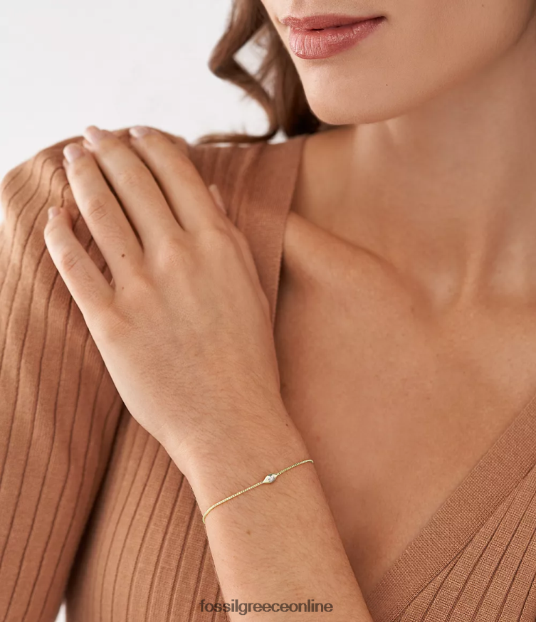 Fossil γυναίκες evil eye 14k επιμεταλλωμένο διαφανές εργαστηριακό βραχιόλι σταθμός διαμαντιών FVT06R1024 κοσμήματα χρυσός