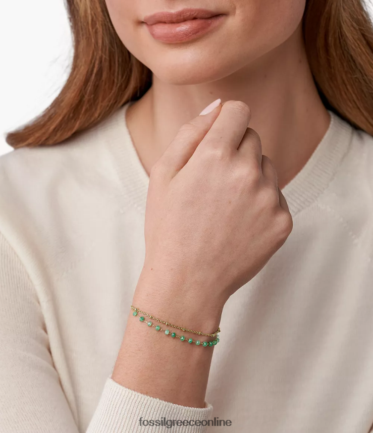 Fossil γυναίκες georgia modern meadows βραχιόλι με χάντρες από νεφρίτη FVT06R977 κοσμήματα πράσινος