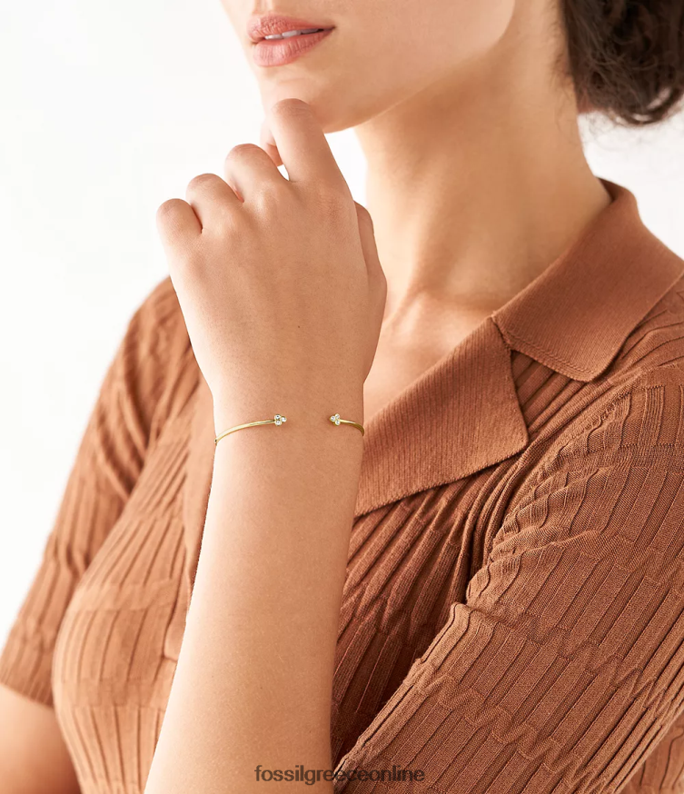 Fossil γυναίκες Βραχιόλι με μανσέτα από ανοξείδωτο ατσάλι sadie trio glitz FVT06R1019 κοσμήματα χρυσός τόνος