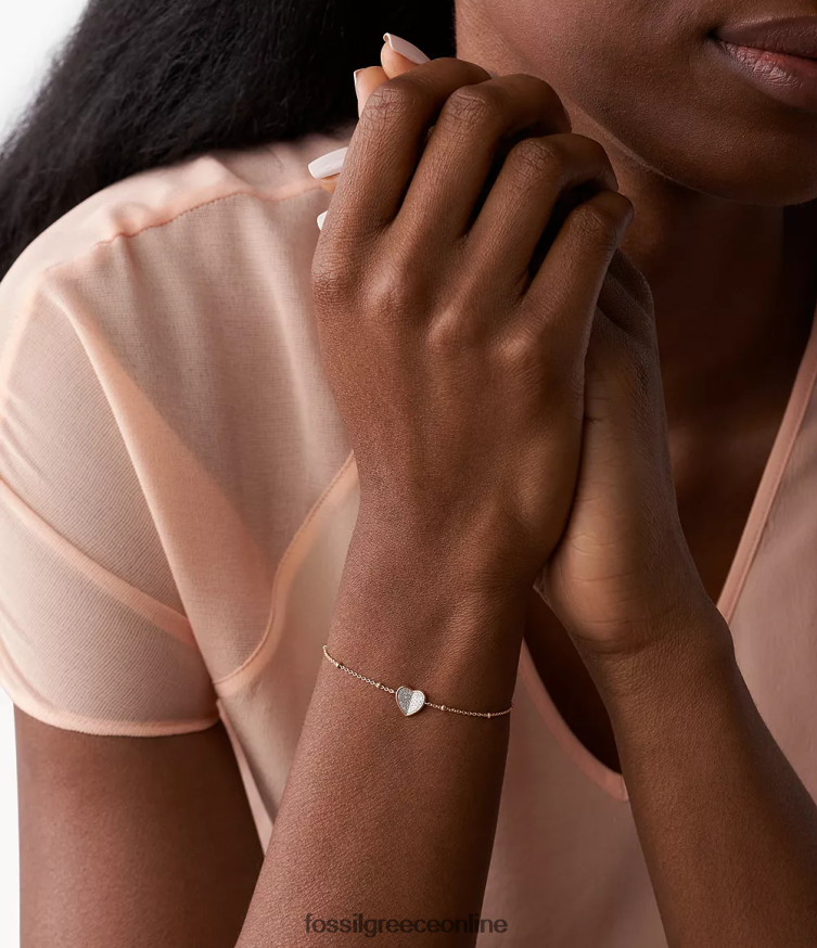 Fossil γυναίκες βραχιόλι με αλυσίδα από ανοξείδωτο ατσάλι καρδιές sutton flutter FVT06R1008 κοσμήματα ροζ χρυσός τόνος