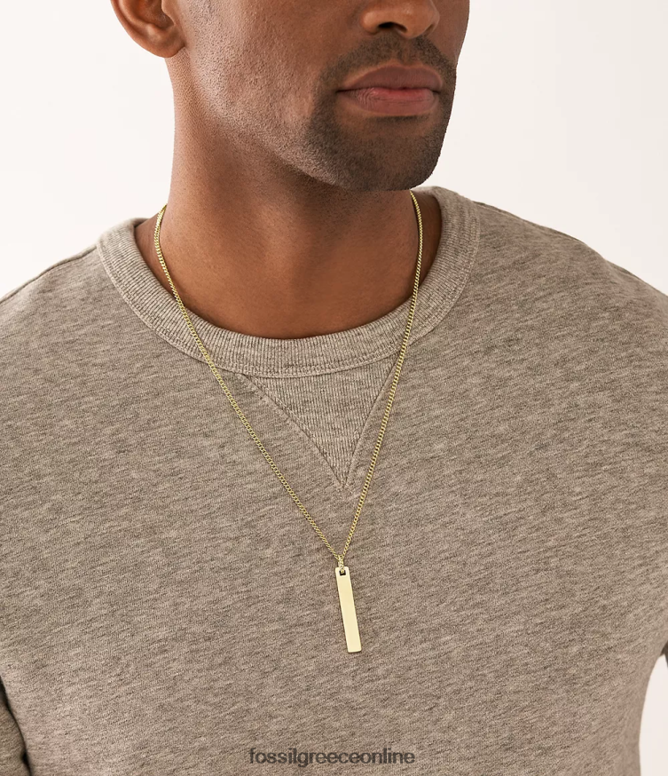Fossil άνδρες κολιέ με αλυσίδα από ανοξείδωτο ατσάλι FVT06R1903 κοσμήματα χρυσός τόνος