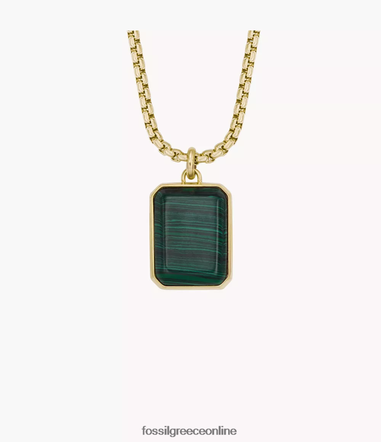 Fossil άνδρες όλο στοιβαγμένο κολιέ με ετικέτα σκύλου FVT06R1904 κοσμήματα ανασυσταθεί πράσινος μαλαχίτης