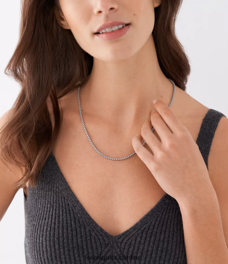 Fossil άνδρες κολιέ με αλυσίδα από ανοξείδωτο ατσάλι FVT06R1906 κοσμήματα ασημί-τόνος