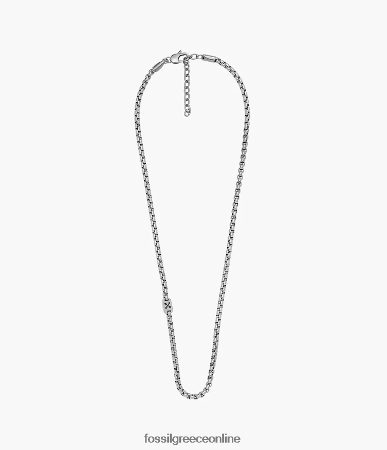 Fossil άνδρες περιδέραιο με αλυσίδα από ανοξείδωτο ατσάλι FVT06R1908 κοσμήματα ασημί-τόνος