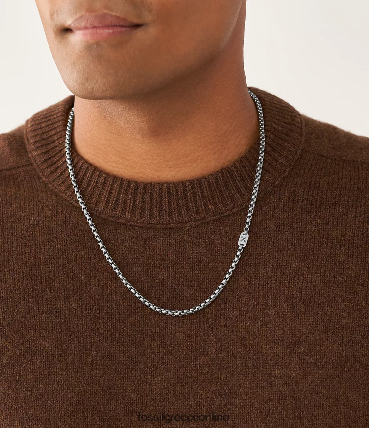 Fossil άνδρες περιδέραιο με αλυσίδα από ανοξείδωτο ατσάλι FVT06R1908 κοσμήματα ασημί-τόνος