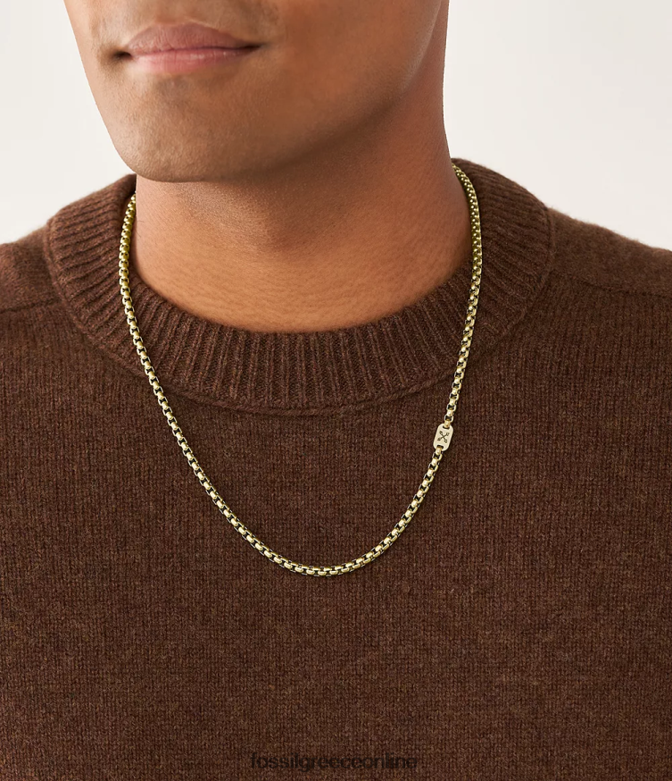 Fossil άνδρες περιδέραιο με αλυσίδα από ανοξείδωτο ατσάλι FVT06R1911 κοσμήματα χρυσός τόνος