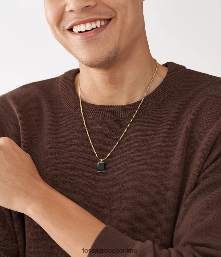 Fossil άνδρες κολιέ με αλυσίδα όνυχα FVT06R1912 κοσμήματα μαύρο και χρυσό