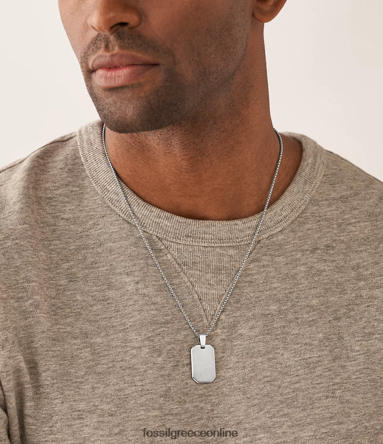 Fossil άνδρες κολιέ με αλυσίδα από ανοξείδωτο ατσάλι FVT06R1914 κοσμήματα ασημί-τόνος