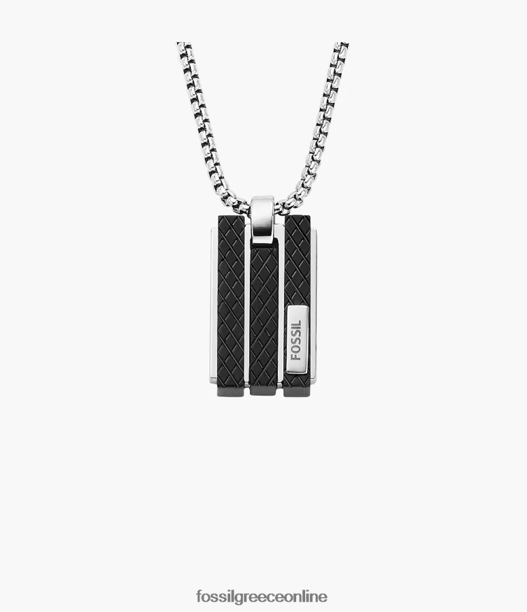 Fossil άνδρες κολιέ με υφή από ανοξείδωτο ατσάλι FVT06R1916 κοσμήματα ασημί-τόνος