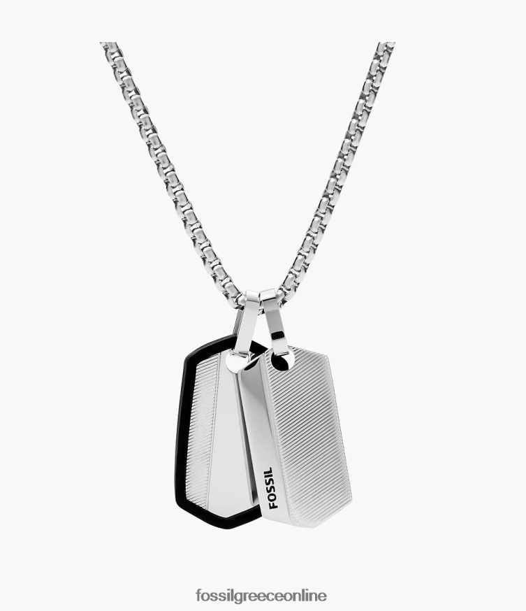 Fossil άνδρες Κολιέ από ανοξείδωτο ατσάλι σεβρόν FVT06R1917 κοσμήματα ασημί-τόνος