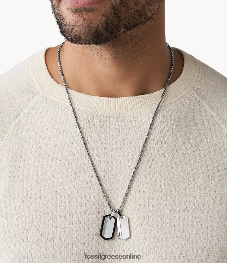 Fossil άνδρες Κολιέ από ανοξείδωτο ατσάλι σεβρόν FVT06R1917 κοσμήματα ασημί-τόνος