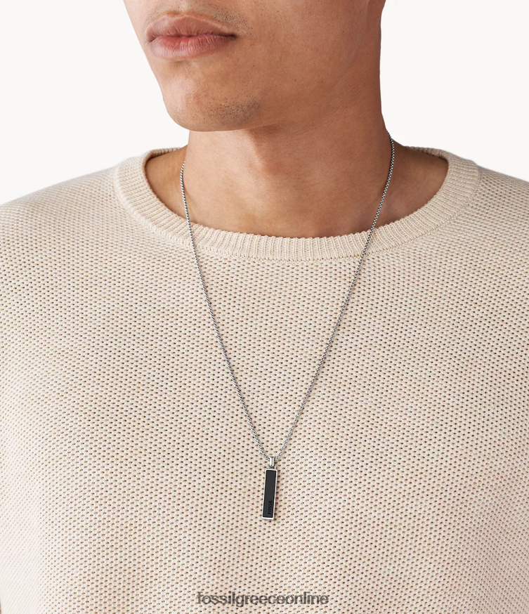 Fossil άνδρες κολιέ με κρεμαστό αχάτη FVT06R1919 κοσμήματα μαύρος
