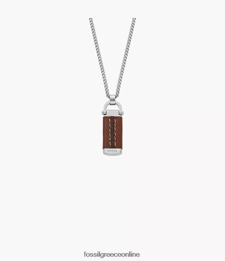 Fossil άνδρες Κρεμαστό κολιέ από ανοξείδωτο ατσάλι κληρονομιάς d-link FVT06R1921 κοσμήματα μέτριο καφέ