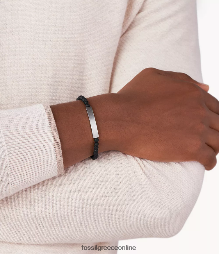 Fossil άνδρες βραχιόλι από πέτρα από λάβα FVT06R1848 κοσμήματα ασημί-τόνος