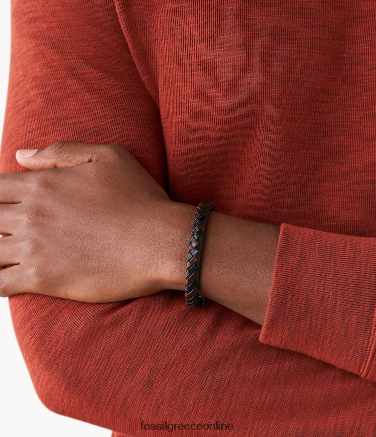 Fossil άνδρες πλεκτό βραχιόλι FVT06R1855 κοσμήματα καφέ και μαύρο