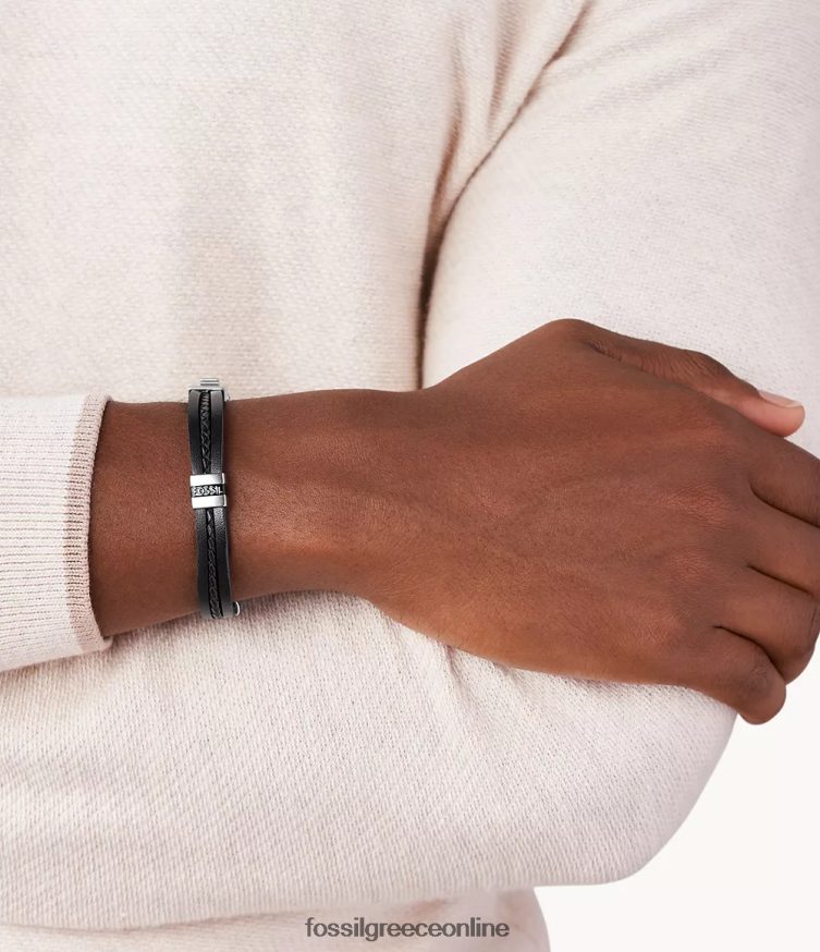 Fossil άνδρες δερμάτινο βραχιόλι με πολλά σκέλη FVT06R1856 κοσμήματα μαύρος