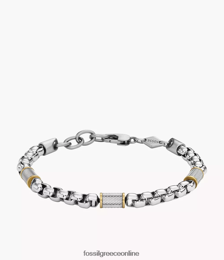 Fossil άνδρες βραχιόλι με αλυσίδα από ανοξείδωτο ατσάλι FVT06R1863 κοσμήματα δίχρωμο ασημί και χρυσό