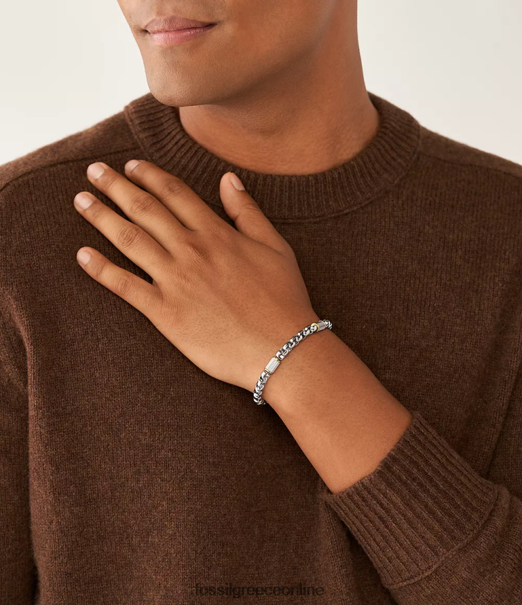 Fossil άνδρες βραχιόλι με αλυσίδα από ανοξείδωτο ατσάλι FVT06R1863 κοσμήματα δίχρωμο ασημί και χρυσό