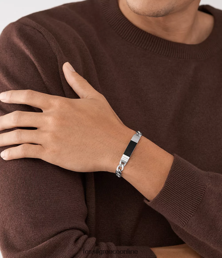 Fossil άνδρες βραχιόλι με αλυσίδα από ανοξείδωτο ατσάλι με υφή FVT06R1864 κοσμήματα ασημί-τόνος