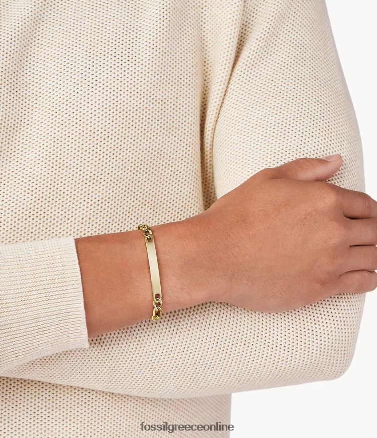 Fossil άνδρες βραχιόλι με πλάκα από χάλυβα FVT06R1866 κοσμήματα χρυσός τόνος