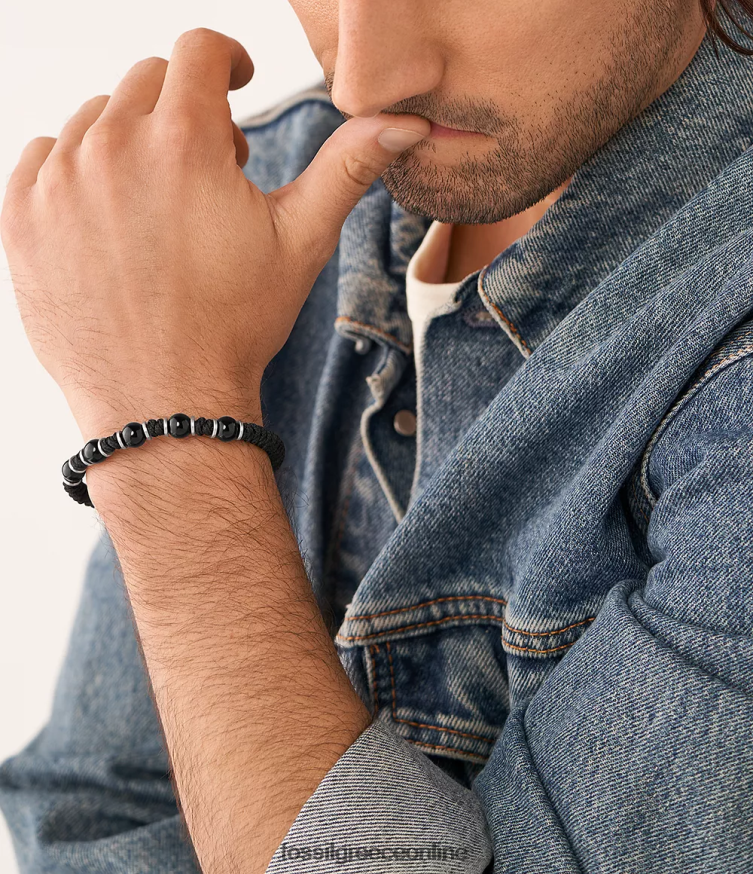 Fossil άνδρες βραχιόλι με χάντρες όνυχα FVT06R1867 κοσμήματα μαύρος