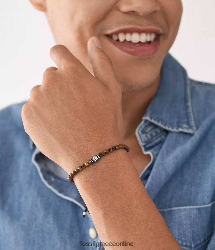 Fossil άνδρες βραχιόλι με χάντρες FVT06R1870 κοσμήματα μάτι της τίγρης
