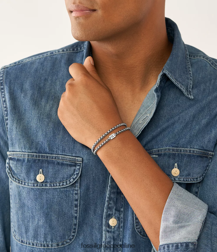 Fossil άνδρες βραχιόλι με αλυσίδα από ανοξείδωτο ατσάλι FVT06R1874 κοσμήματα ασημί-τόνος