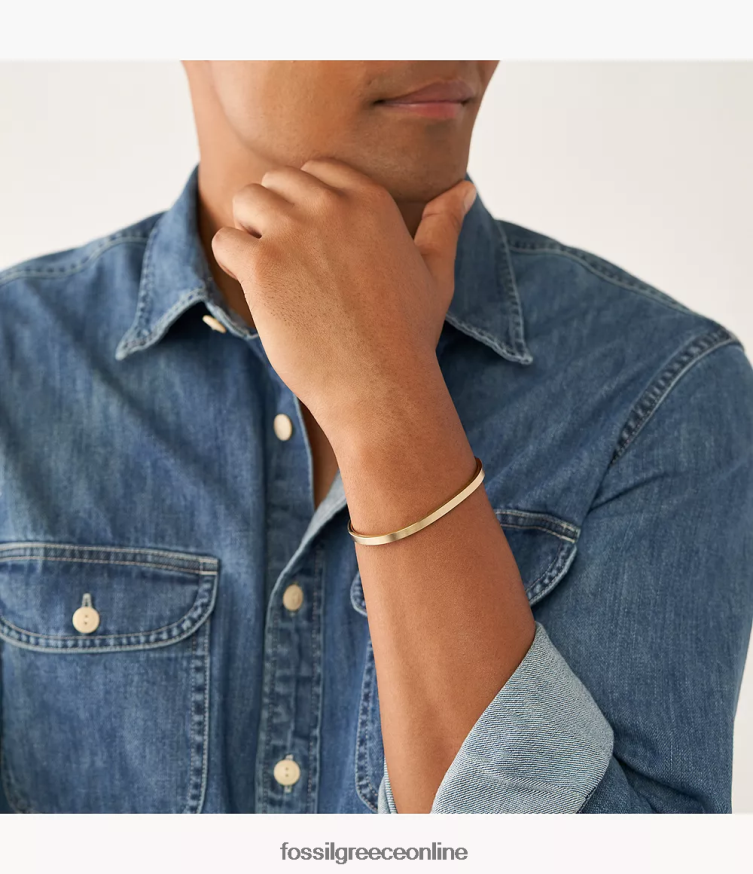 Fossil άνδρες μοντέρνο αμερικάνικο βραχιόλι με μανσέτα από ανοξείδωτο ατσάλι FVT06R1881 κοσμήματα χρυσός τόνος