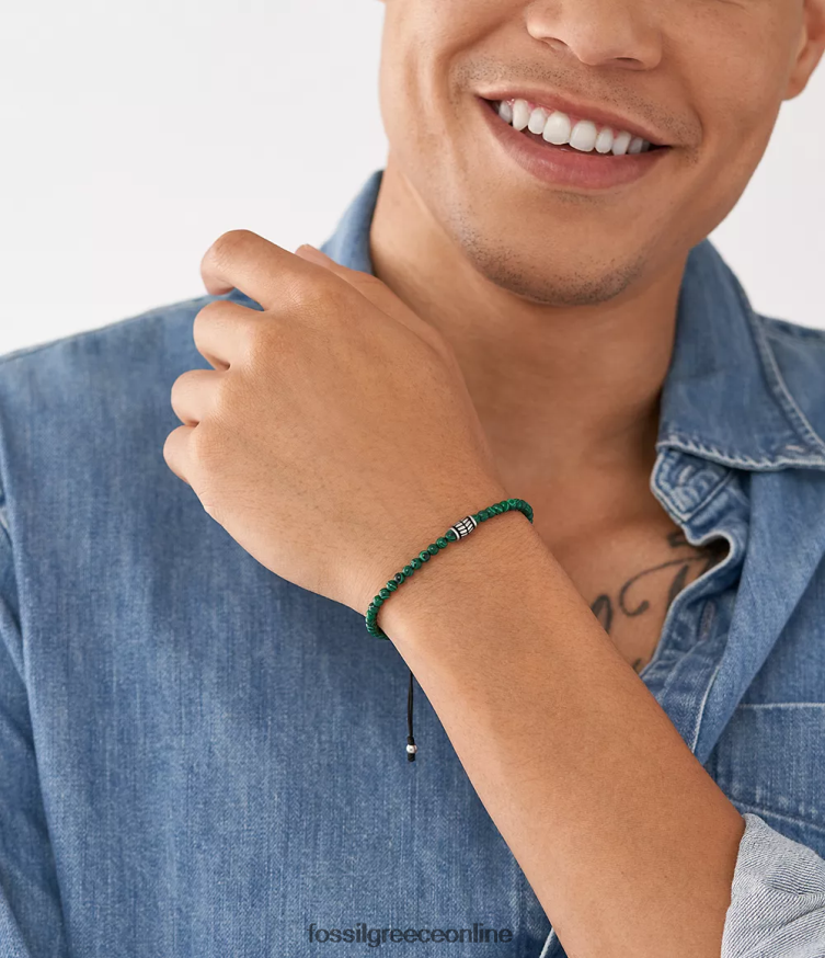 Fossil άνδρες βραχιόλι με χάντρες από μαλαχίτη FVT06R1886 κοσμήματα πράσινος