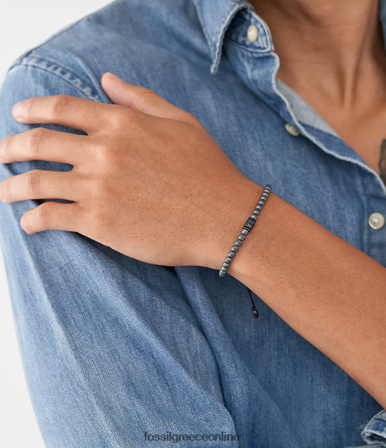 Fossil άνδρες Βραχιόλι με χάντρες από αιματίτη FVT06R1890 κοσμήματα γκρί