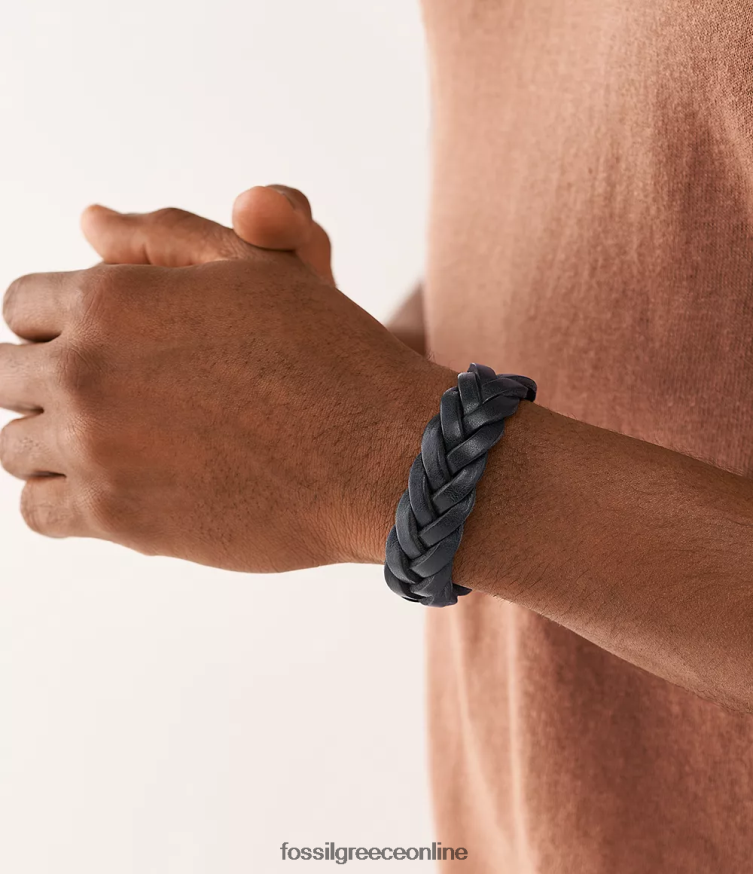 Fossil άνδρες δερμάτινο βραχιόλι με δερμάτινο λουράκι FVT06R1897 κοσμήματα ΠΟΛΕΜΙΚΟ ΝΑΥΤΙΚΟ