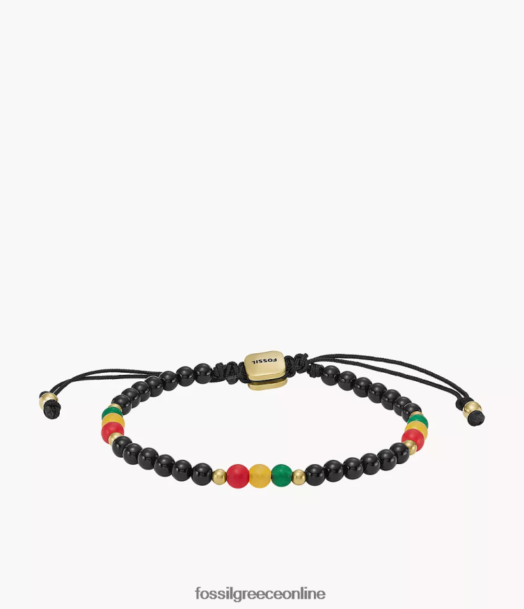 Fossil άνδρες βραχιόλι με χάντρες από όνυχα και νεφρίτη μήνα ιστορίας FVT06R1942 κοσμήματα μαύρος