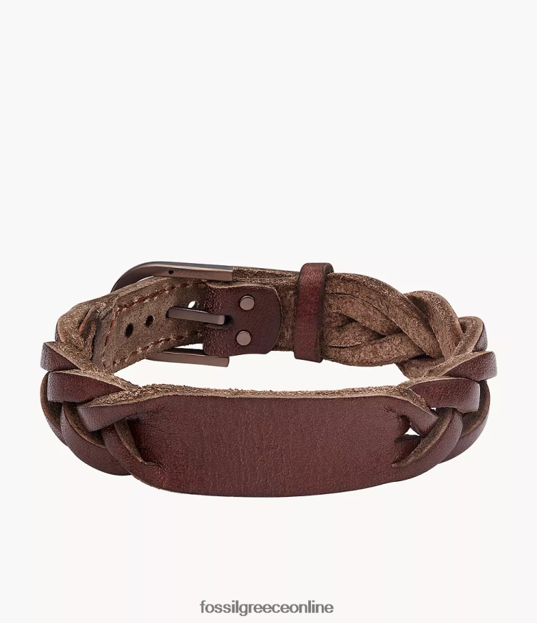Fossil άνδρες κληρονομιά πλεγμένο δερμάτινο βραχιόλι με λουράκι FVT06R1957 κοσμήματα καφέ