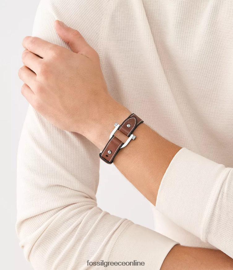 Fossil άνδρες Heritage d-link δερμάτινο βραχιόλι με λουράκι FVT06R1879 κοσμήματα μέτριο καφέ
