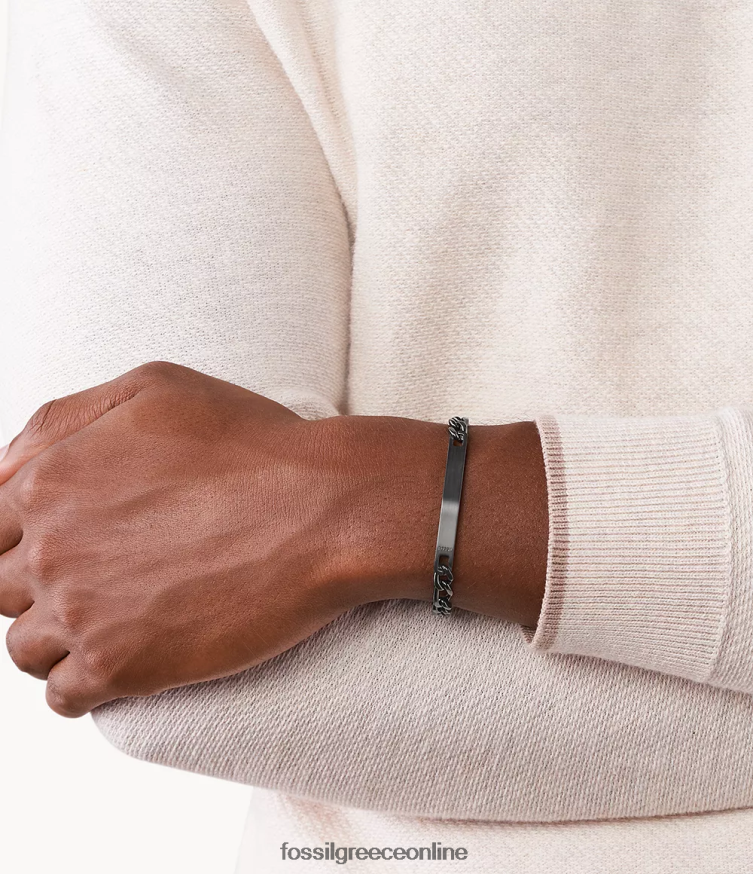 Fossil άνδρες id βραχιόλι από ανοξείδωτο ατσάλι FVT06R1884 κοσμήματα καπνός
