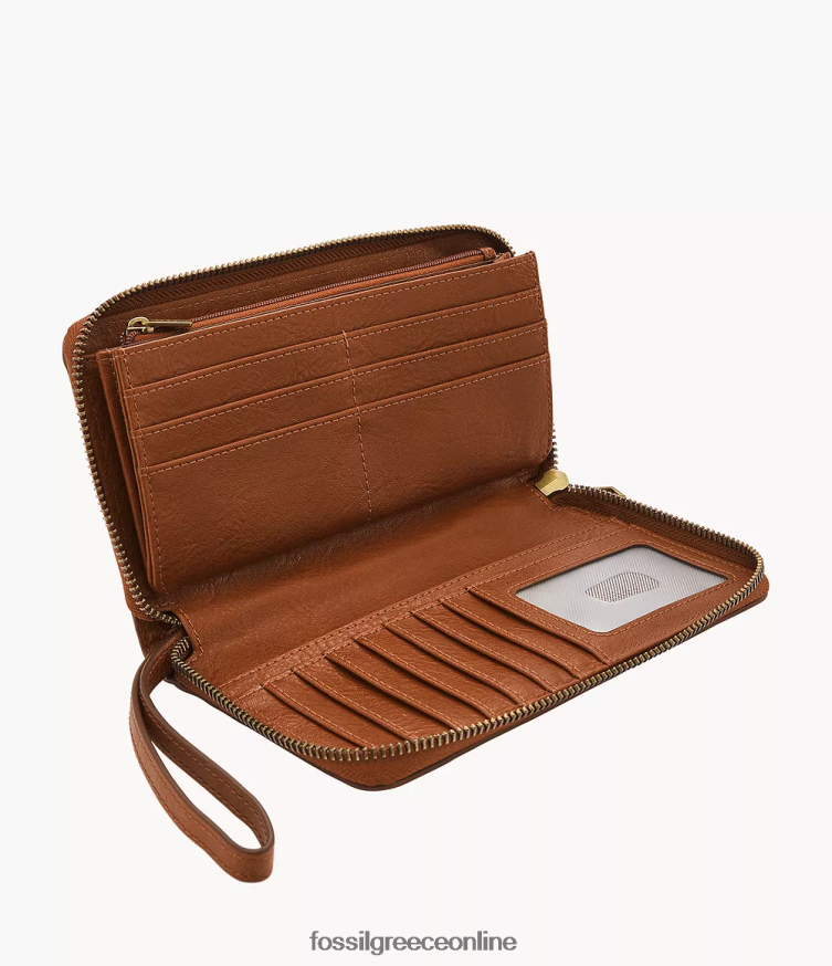 Fossil γυναίκες φερμουάρ liza γύρω από τον συμπλέκτη FVT06R880 πορτοφόλι καφέ