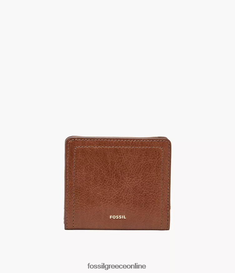Fossil γυναίκες logan μικρό RFID διπλό FVT06R743 πορτοφόλι καφέ