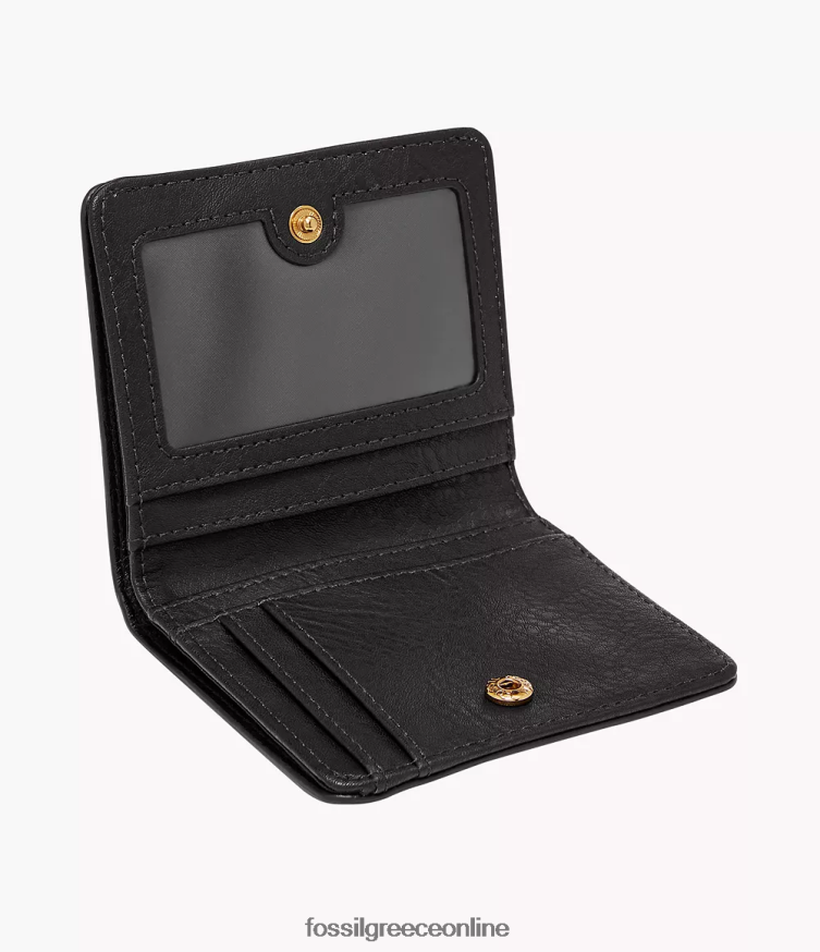 Fossil γυναίκες logan μικρό RFID διπλό FVT06R744 πορτοφόλι μαύρος