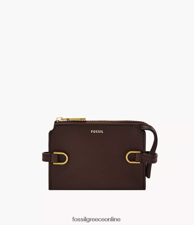 Fossil γυναίκες θήκη για κάρτες kier FVT06R876 πορτοφόλι σκούρο καφέ