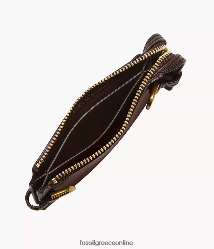Fossil γυναίκες θήκη για κάρτες kier FVT06R876 πορτοφόλι σκούρο καφέ