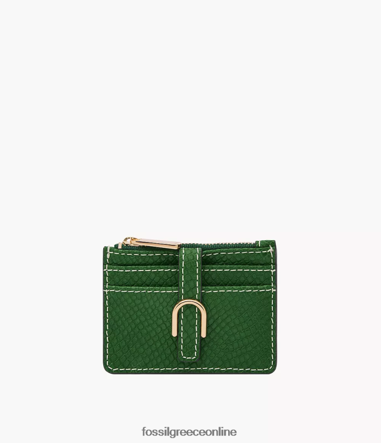 Fossil γυναίκες vada θήκη για κάρτες με φερμουάρ FVT06R760 πορτοφόλι πράσινος