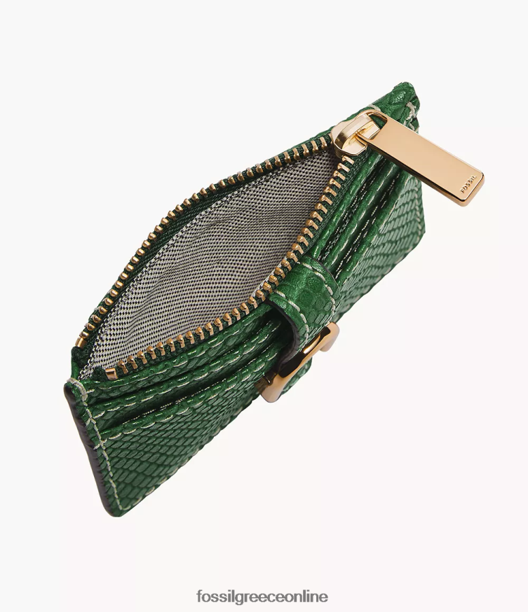 Fossil γυναίκες vada θήκη για κάρτες με φερμουάρ FVT06R760 πορτοφόλι πράσινος