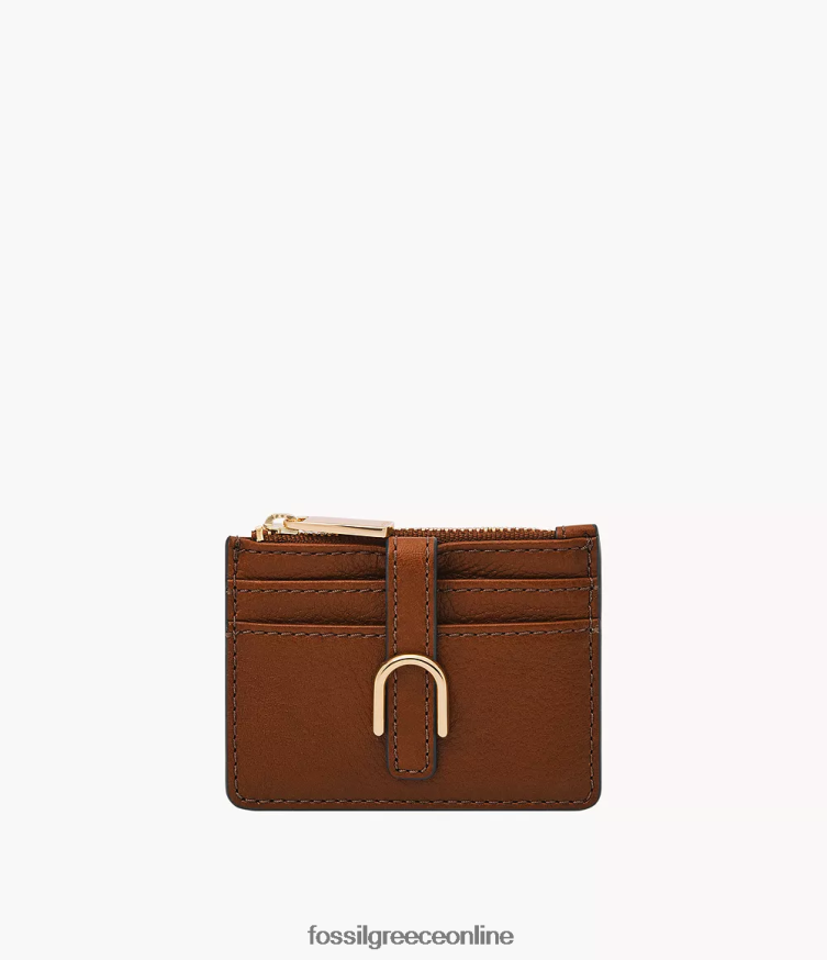 Fossil γυναίκες vada θήκη για κάρτες με φερμουάρ FVT06R800 πορτοφόλι καφέ