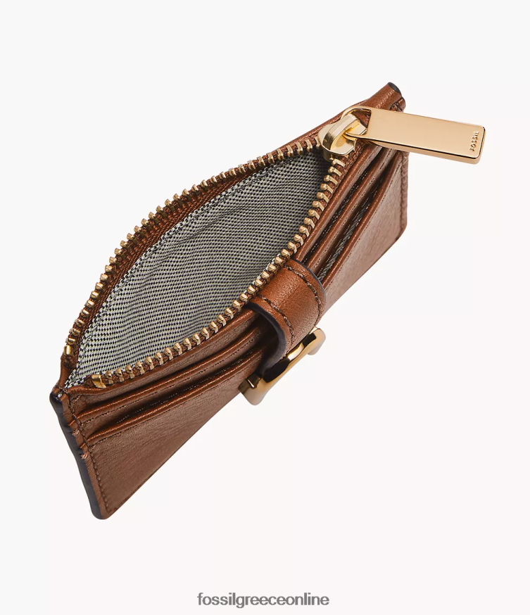 Fossil γυναίκες vada θήκη για κάρτες με φερμουάρ FVT06R800 πορτοφόλι καφέ