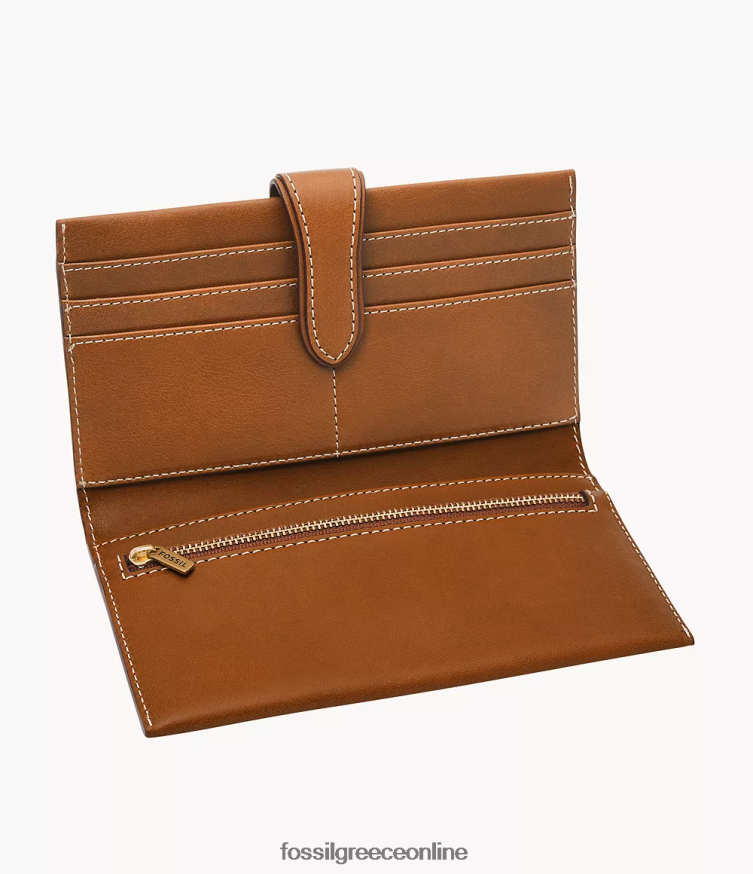Fossil γυναίκες συμπλέκτης τρέμοντ FVT06R809 πορτοφόλι κονιάκ
